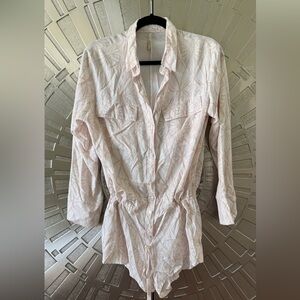 Indah Cream Patterned Shirt Dress